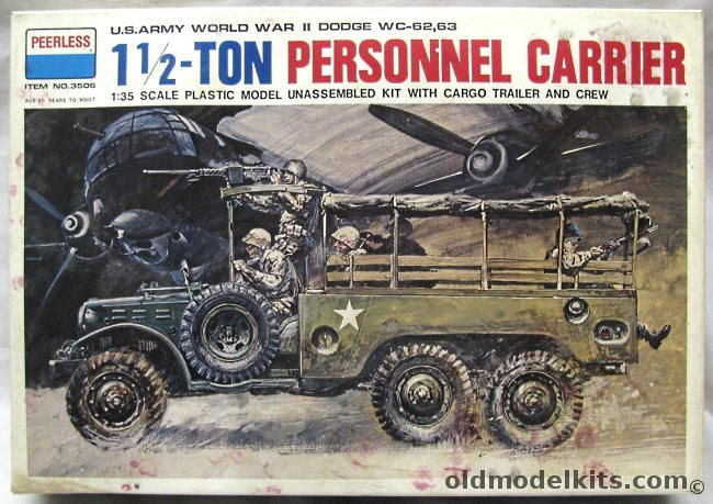 Peerless 1/35 Dodge 1 1/2 Ton Personnel Carrier WC-62 - 63 and Cargo Trailer, 3506 plastic model kit